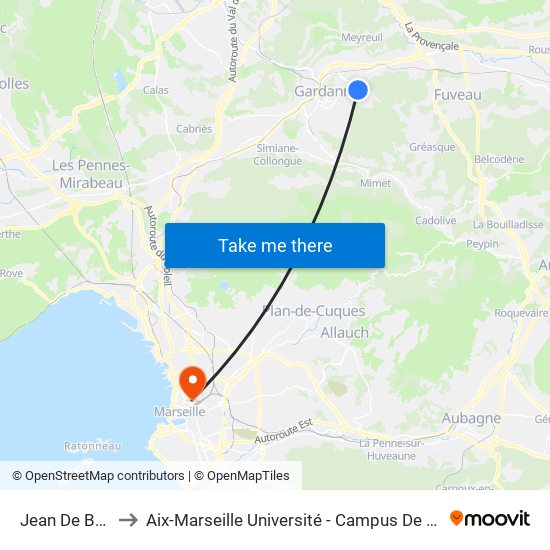 Jean De Bouc 2 to Aix-Marseille Université - Campus De Saint-Charles map