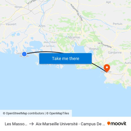 Les Massoucles to Aix-Marseille Université - Campus De Saint-Charles map