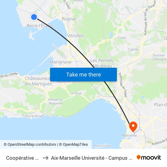 Coopérative Vinicole to Aix-Marseille Université - Campus De Saint-Charles map