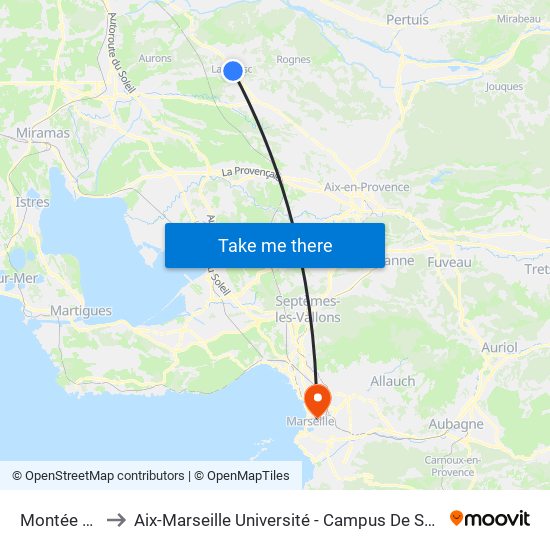 Montée D'Aix to Aix-Marseille Université - Campus De Saint-Charles map