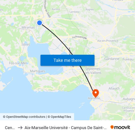 Centre to Aix-Marseille Université - Campus De Saint-Charles map