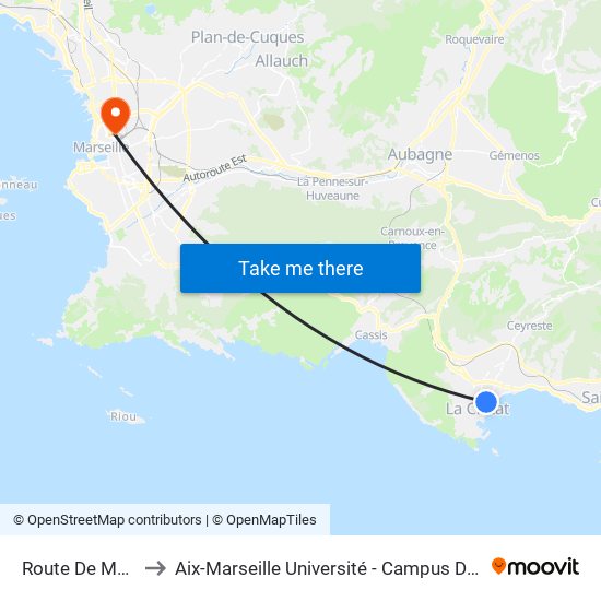Route De Marseille to Aix-Marseille Université - Campus De Saint-Charles map