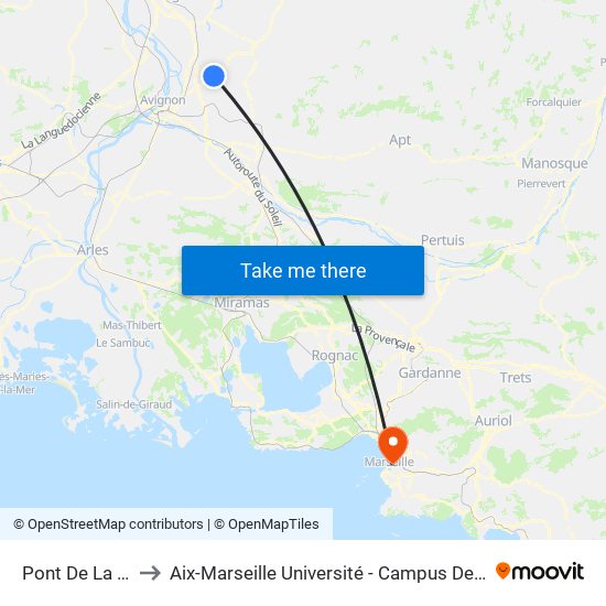 Pont De La Pierre to Aix-Marseille Université - Campus De Saint-Charles map