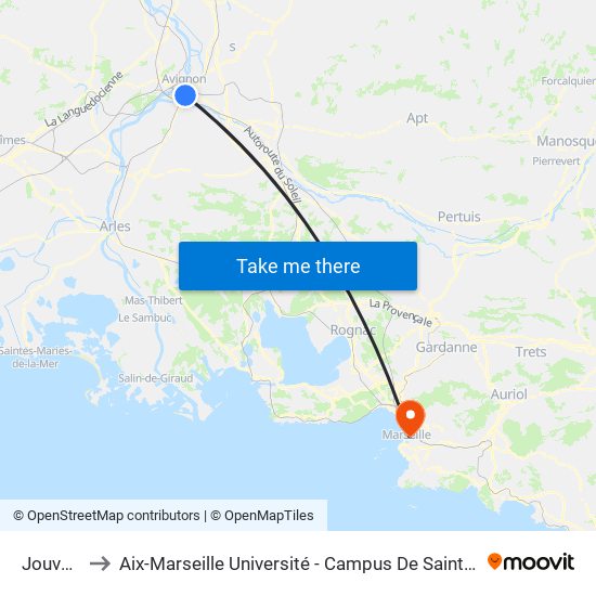 Jouveau to Aix-Marseille Université - Campus De Saint-Charles map