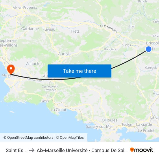 Saint Esprit to Aix-Marseille Université - Campus De Saint-Charles map