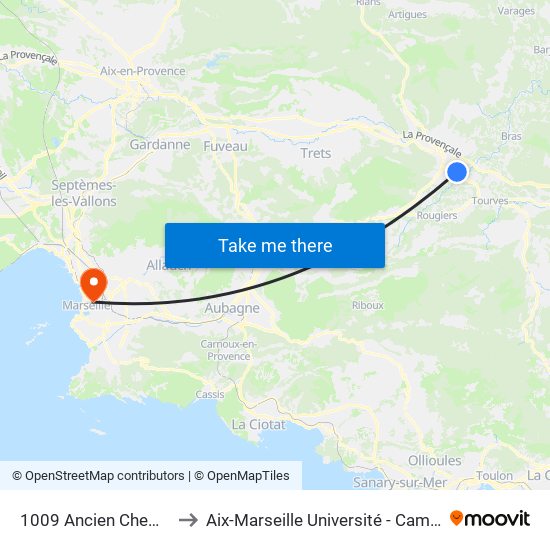 1009 Ancien Chemin De Tourves to Aix-Marseille Université - Campus De Saint-Charles map