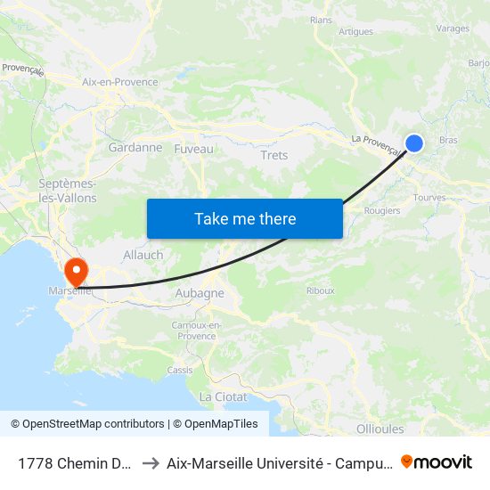 1778 Chemin Des Terriers to Aix-Marseille Université - Campus De Saint-Charles map