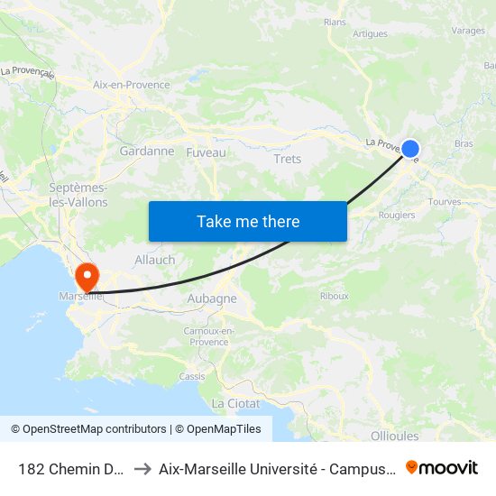 182 Chemin De Sceaux to Aix-Marseille Université - Campus De Saint-Charles map