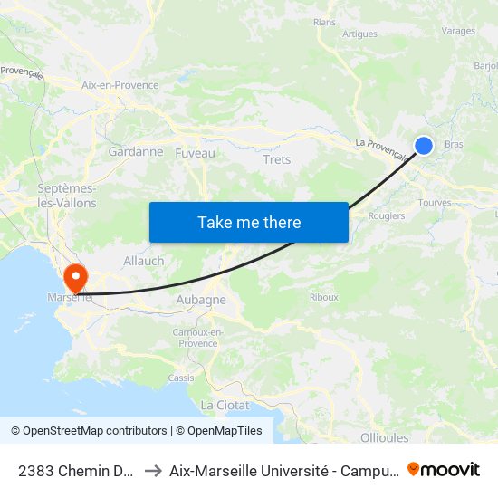 2383 Chemin Des Terriers to Aix-Marseille Université - Campus De Saint-Charles map