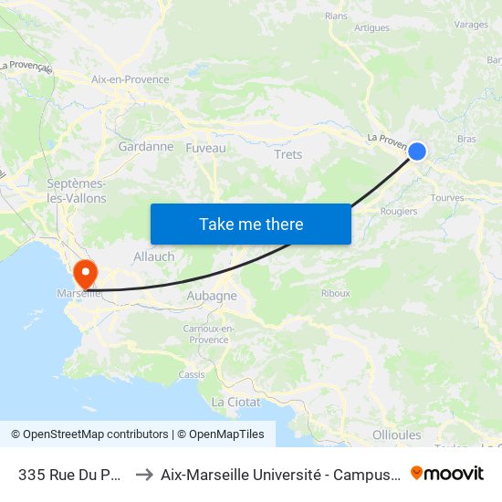 335 Rue Du Petit Resty to Aix-Marseille Université - Campus De Saint-Charles map