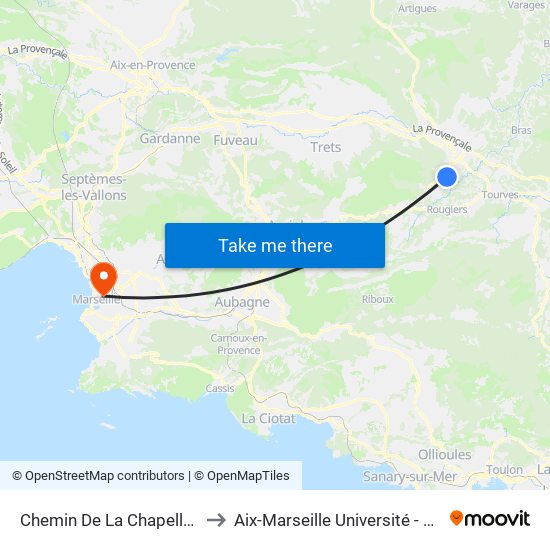 Chemin De La Chapelle/Chemin De La Forêt to Aix-Marseille Université - Campus De Saint-Charles map
