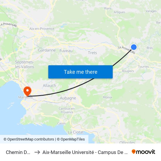 Chemin Daudet to Aix-Marseille Université - Campus De Saint-Charles map