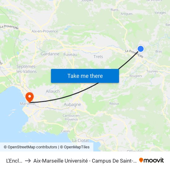 L'Enclos to Aix-Marseille Université - Campus De Saint-Charles map