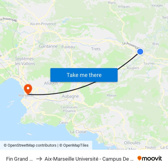 Fin Grand Rayol to Aix-Marseille Université - Campus De Saint-Charles map