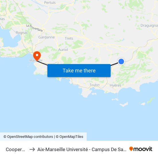 Cooperative to Aix-Marseille Université - Campus De Saint-Charles map