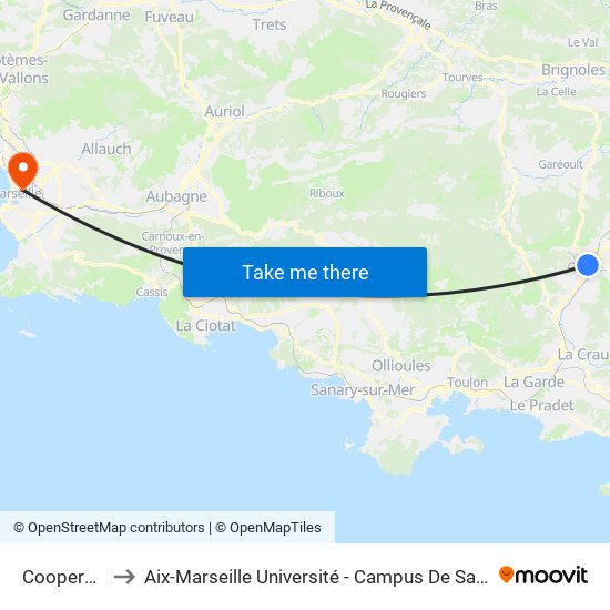 Cooperative to Aix-Marseille Université - Campus De Saint-Charles map