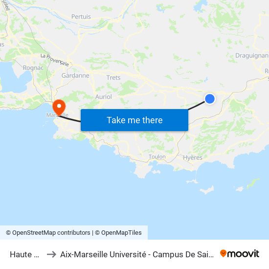 Haute Ville to Aix-Marseille Université - Campus De Saint-Charles map