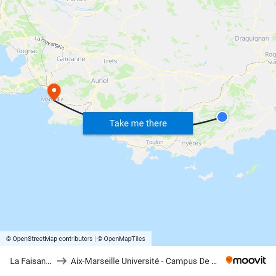 La Faisanderie to Aix-Marseille Université - Campus De Saint-Charles map