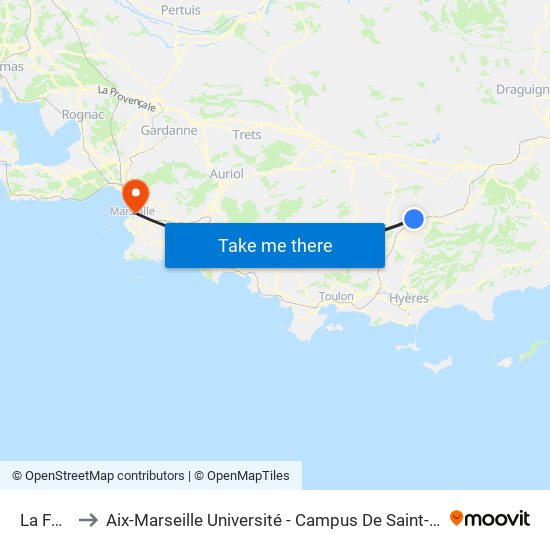 La Foux to Aix-Marseille Université - Campus De Saint-Charles map