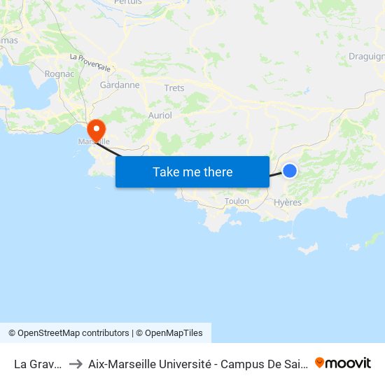 La Graviere to Aix-Marseille Université - Campus De Saint-Charles map