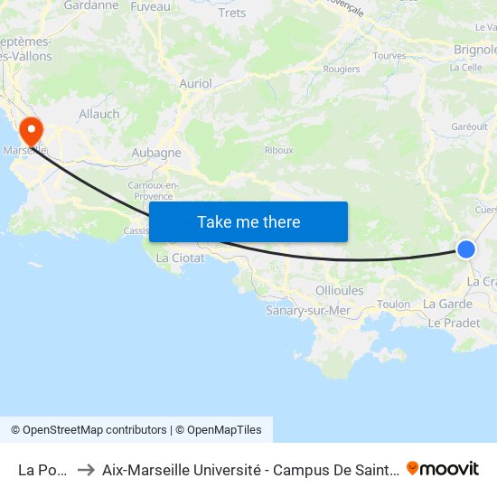 La Poste to Aix-Marseille Université - Campus De Saint-Charles map