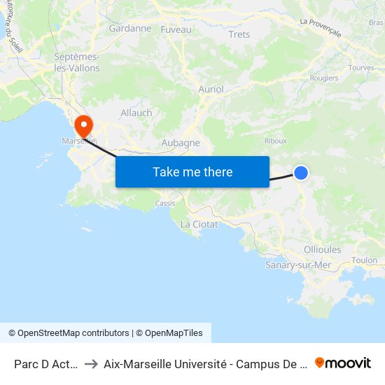 Parc D Activites to Aix-Marseille Université - Campus De Saint-Charles map