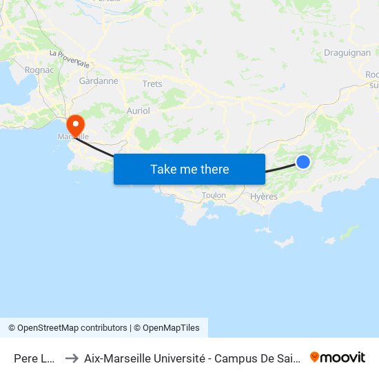 Pere Louis to Aix-Marseille Université - Campus De Saint-Charles map
