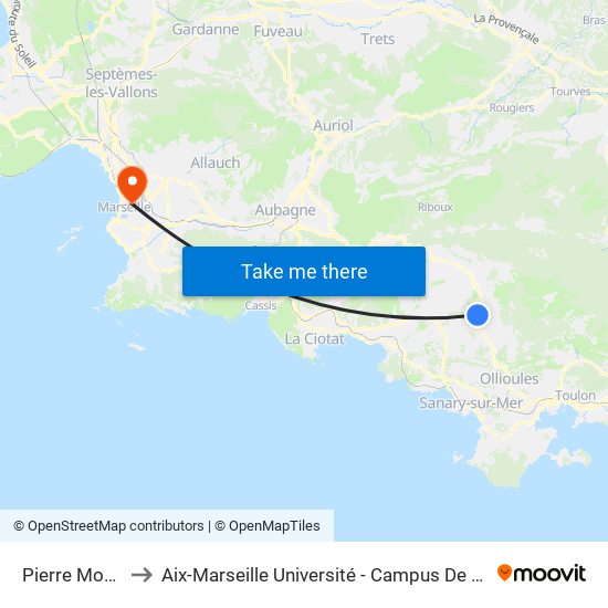 Pierre Mouraou to Aix-Marseille Université - Campus De Saint-Charles map