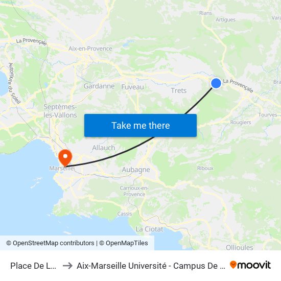 Place De La Paix to Aix-Marseille Université - Campus De Saint-Charles map