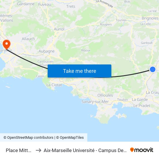 Place Mitterrand to Aix-Marseille Université - Campus De Saint-Charles map