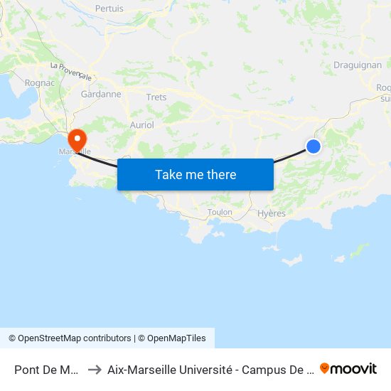 Pont De Maurice to Aix-Marseille Université - Campus De Saint-Charles map