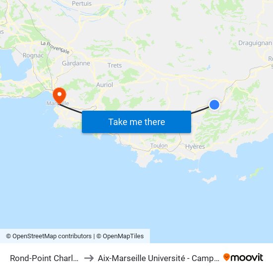 Rond-Point Charles De Gaulle to Aix-Marseille Université - Campus De Saint-Charles map
