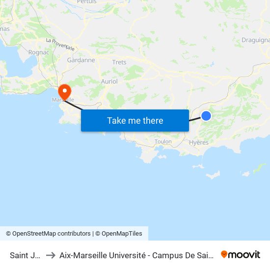 Saint Jean to Aix-Marseille Université - Campus De Saint-Charles map