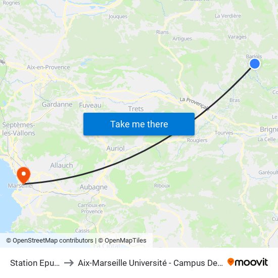 Station Epuration to Aix-Marseille Université - Campus De Saint-Charles map