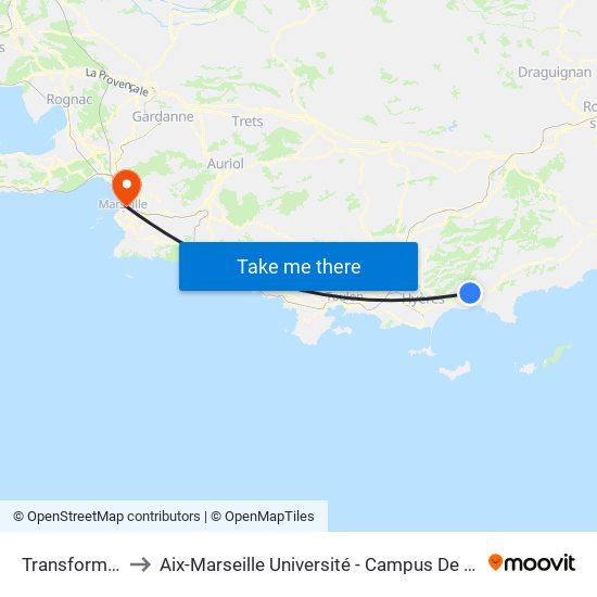 Transformateur to Aix-Marseille Université - Campus De Saint-Charles map
