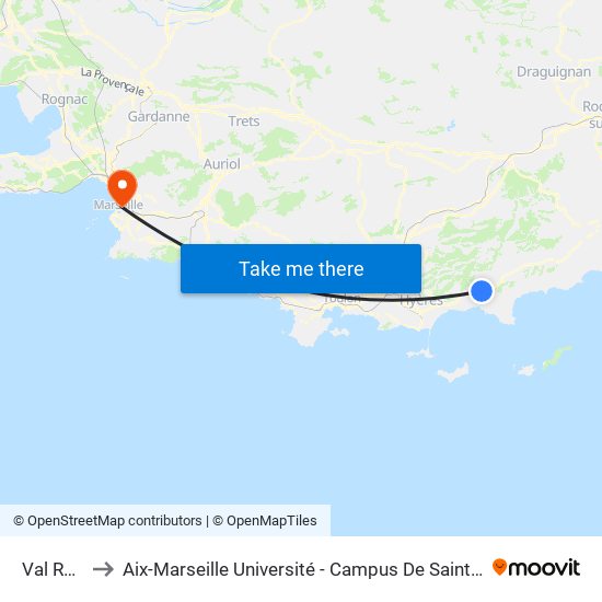 Val Rose to Aix-Marseille Université - Campus De Saint-Charles map