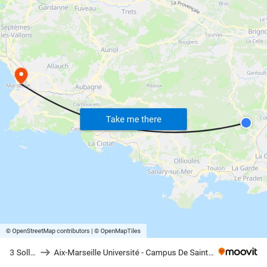 3 Sollies to Aix-Marseille Université - Campus De Saint-Charles map