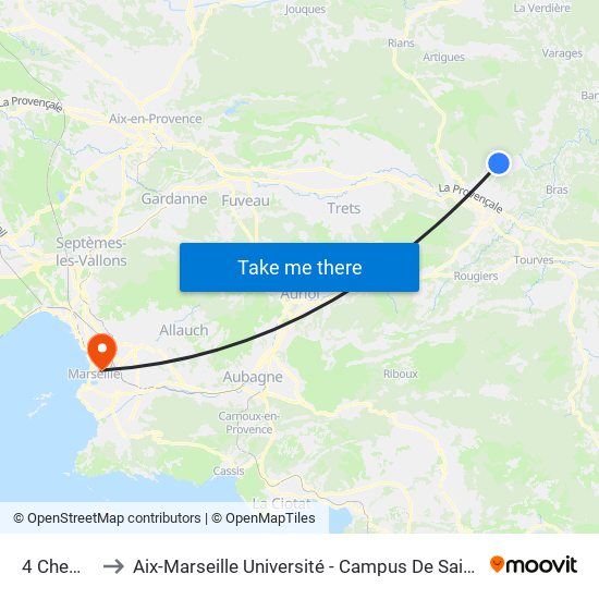 4 Chemins to Aix-Marseille Université - Campus De Saint-Charles map