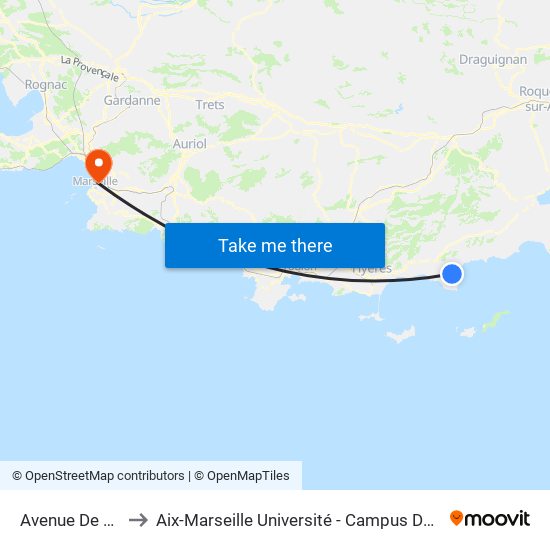 Avenue De La Mer to Aix-Marseille Université - Campus De Saint-Charles map