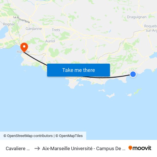 Cavaliere Mairie to Aix-Marseille Université - Campus De Saint-Charles map