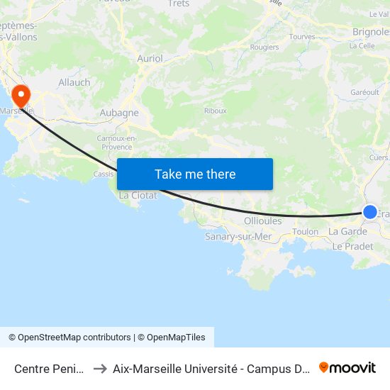 Centre Penitencier to Aix-Marseille Université - Campus De Saint-Charles map