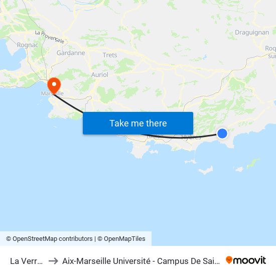 La Verrerie to Aix-Marseille Université - Campus De Saint-Charles map