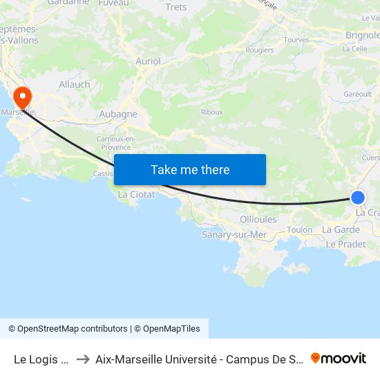 Le Logis Neuf to Aix-Marseille Université - Campus De Saint-Charles map