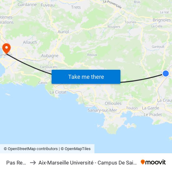 Pas Redon to Aix-Marseille Université - Campus De Saint-Charles map