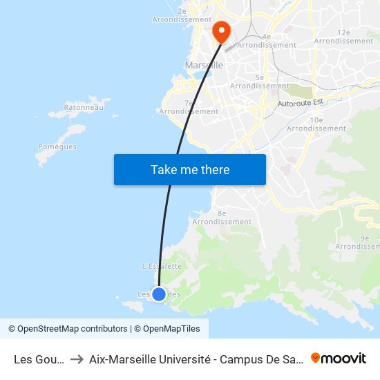Les Goudes to Aix-Marseille Université - Campus De Saint-Charles map