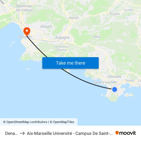Denans to Aix-Marseille Université - Campus De Saint-Charles map