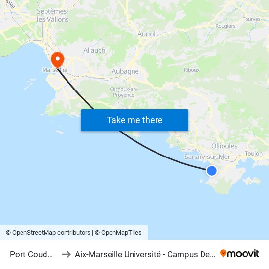 Port Coudoulière to Aix-Marseille Université - Campus De Saint-Charles map