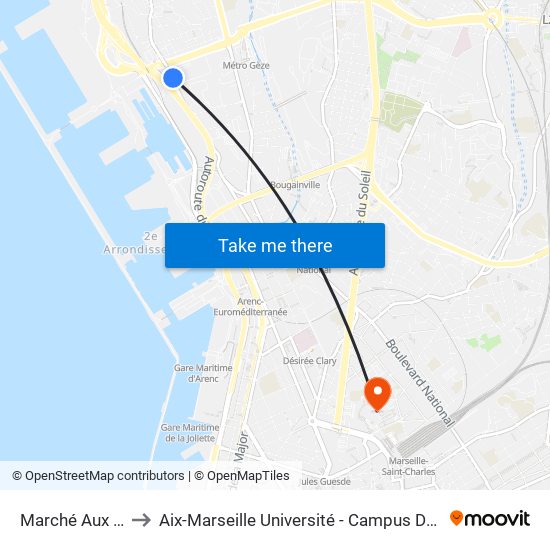 Marché Aux Puces to Aix-Marseille Université - Campus De Saint-Charles map