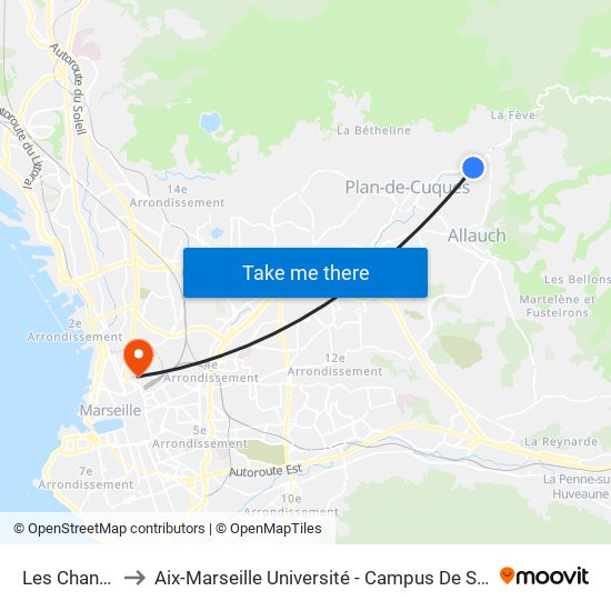 Les Chanauds to Aix-Marseille Université - Campus De Saint-Charles map