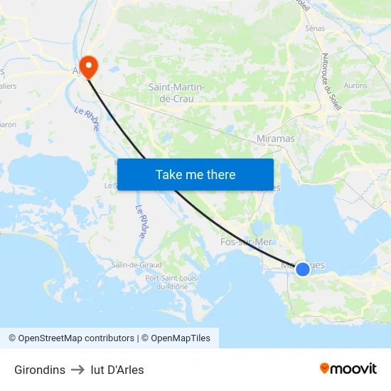 Girondins to Iut D'Arles map